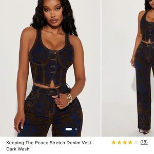 Fashion Nova Dark Wash Denim Corset Tank Top